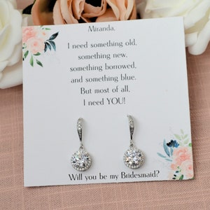 Gift for Bridesmaids, Personalized Bridesmaid Gift, Wedding Earrings, Bridal party gifts Custom