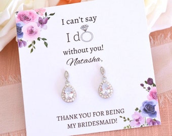 Personalized Bridesmaid Earrings, Thoughtful Bridal Party Jewelry, Thank You Gift for Bridesmaids, Wedding Party Appreciation