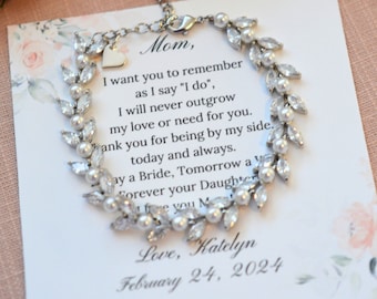 Mother of the Bride Gift from Daughter, To my Mother on my wedding day, Mom Gift from Bride, Wedding gift from daughter, CZ Diamond Bracelet