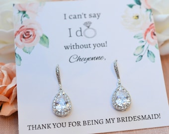 Teardrop Bridesmaid Earrings - Unique Bridal Party Gifts- Personalized Wedding Jewelry for Your Special Day