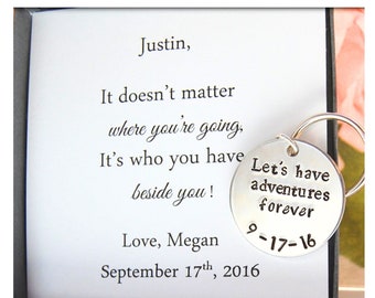 Groom Gift, To GROOM from Bride, Anniversary gift for husband, Groom keychain, Bride to Groom gift, wedding date keychain
