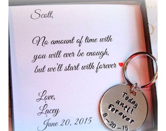 GROOM gift from bride, Groom gift, Today until Forever keychain, Bride to groom gift, Personalized gift for Groom, wedding keepsake