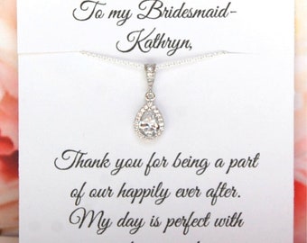 Bridesmaid Jewelry, Personalized Bridesmaid Gift, Bridesmaid Necklace, Bridesmaids Gifts, Wedding Jewelry