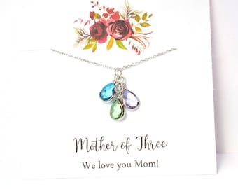 Gift for Mom, Birthstone Necklace for MOM, Christmas gifts for Mom, Mother of 1-8, Mother of 3, Birthstone Jewelry
