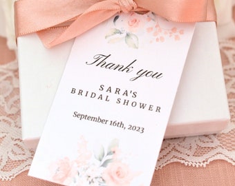 PRINTED Blush Pink Bridal Shower Favor Tags, Personalized Tags for Favors, Thank You Tags, Corporate Gift Tags, Elegant Bridal Shower Gifts