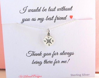 Best Friend Necklace, Friendship Necklace, Gift for Best Friend, Compass necklace, BFF, Best friend necklace,  Bridesmaid, Maid of Honor