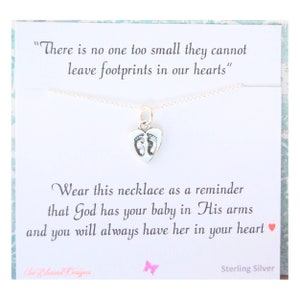 Miscarriage necklace Infant loss jewelry sympathy gift loss of child tiny footprints on heart