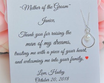 Mother of the Groom gift, Mother of the Bride gift from Groom, Future Mother in Law gift, wedding day gifts for Mothers, Infinity necklace