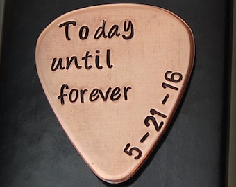 Grooms gift from bride Guitar pick custom guitar pick to groom from bride wedding day gift anniversary gift for husband