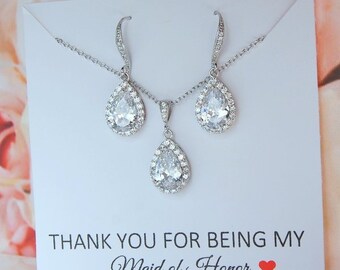 Bridesmaid Jewelry Set- Maid of Honor- Bridal Party Gift- Bridesmaid Jewelry- Wedding Gift- Matron of Honor
