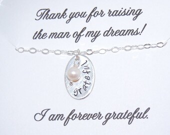 Mother of the Groom Gift, Mother of the Bride Gift, Mother in law gift, Grateful necklace with card for Mother in Law