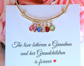 Christmas Gift for Grandma, Birthstone bracelet for Grandma, To Grandma from Grandchildren, Nana gift, Personalized gifts