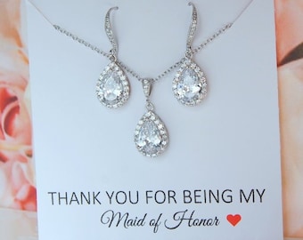 Bridesmaid Jewelry Set- Maid of Honor- Bridal Party Gift- Bridesmaid Jewelry- Wedding Gift- Matron of Honor