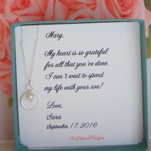 Mother of the Groom jewelry, Pearl Infinity necklace and chain, sterling silver, wedding jewelry, Thank you gift to Mom