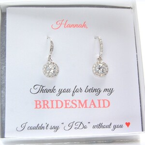 Bridesmaids Earrings, Personalized Bridesmaid Gifts, CZ Dangle Earrings, Bridesmaid Jewelry Set, Bridesmaid Jewelry Gift