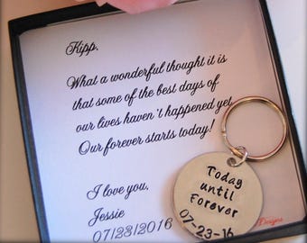 Grooms gift from Bride, key chain, Bride to GROOM gift on wedding day, Grooms keychain, wedding day gift from bride, Today until Forever