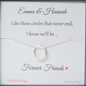 Friendship necklace, friendship jewelry, best friends, connecting circles, sterling silver, BFF, Birthday, Christmas gift for friend