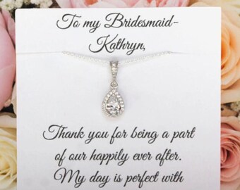 Bridesmaid Jewelry, Personalized Bridesmaid Gift, Bridesmaid Necklace, Bridesmaids Gifts, Wedding Jewelry