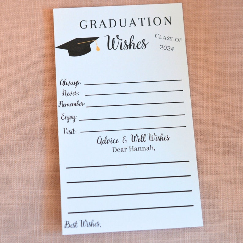 Graduation Wishes Cards printed and shipped for Class of 2024 graduation parties and games