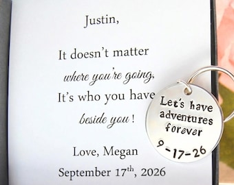 Groom Gift, To GROOM from Bride, Anniversary gift for husband, Groom keychain, Bride to Groom gift, wedding date keychain