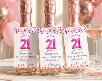 Custom 21st Birthday Favor Tags, Party Favor Tags, Personalized 21st Birthday party gifts