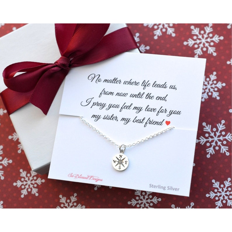 Sister Necklace Gift, Gifts for Sister, Birthday Gift for Sister, Compass necklace, Sisters, Sister and Best Friend image 1