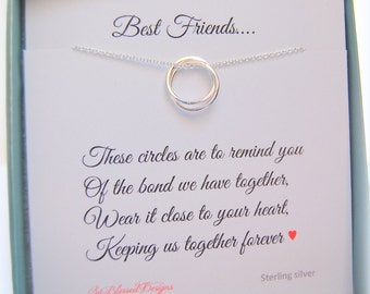 Best friend Gift, Bridesmaid gift, Friendship poem, circles necklace, Birthday gift for best friend