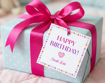 Personalized Birthday Kids Gift Tag with Name, Custom Children's Birthday Tags, Thank you Tags