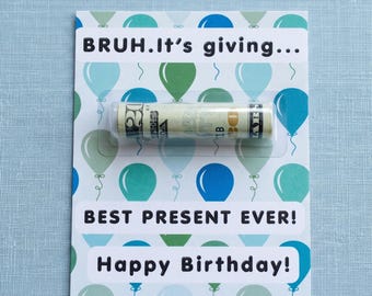 BRUH Birthday Gift Card, Funny Money Holder for Teens & Kids, Happy Birthday Money Gift Ideas, Fun ways to give cash