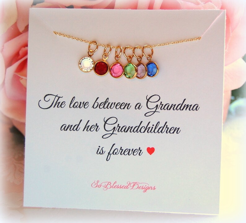 Gift for Grandma Grandmother Birthstone Charm Necklace Gifts Etsy