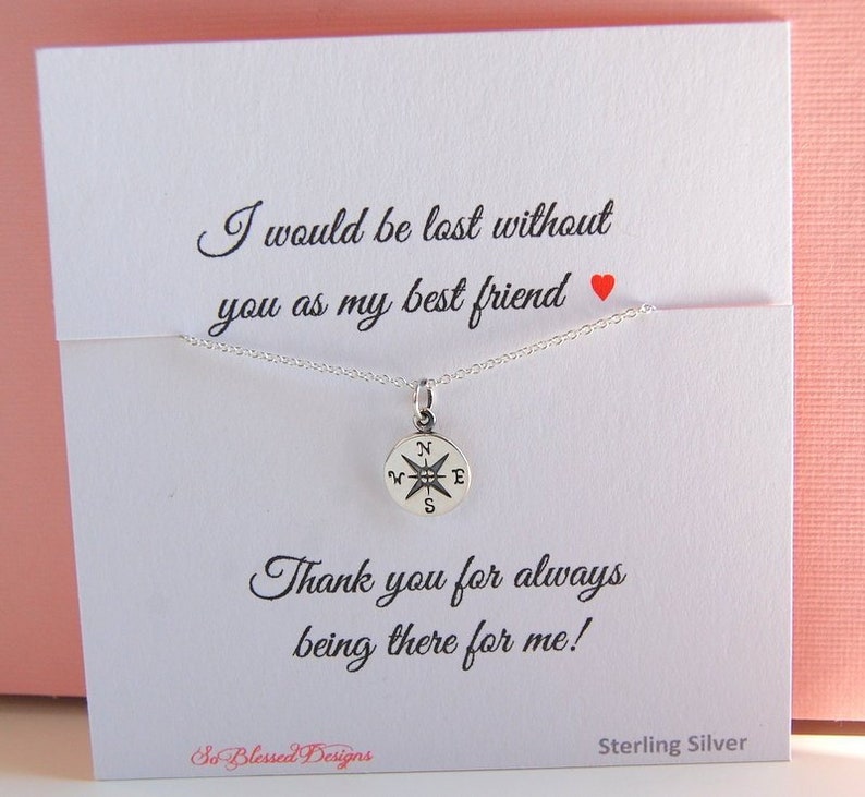 Best Friend Gift, Gifts for Best Friend, Compass necklace, BFF, Best friend necklace,  Bridesmaid, Maid of Honor 