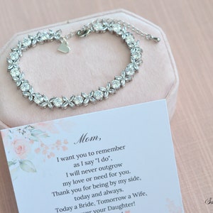 Gift for Mother of the Bride, To my Mother on my wedding day, Gift from Bride to Mother, Gift from Groom to Mother, CZ Diamond Bracelet image 4