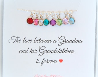 Gift for Grandma, Birthstone Charm Necklace, Grandma Gift, Grandmother necklace, Grandma gift from her grandchildren