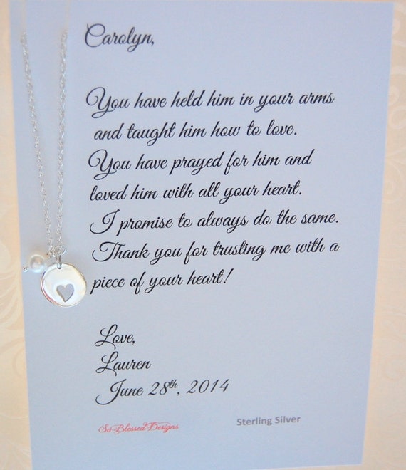 Mother of Groom 0623L Rehearsal Dinner Minimalist Jewelry Heartfelt To My Future Mother-in-Law Feminine Thank You Gift from the Bride