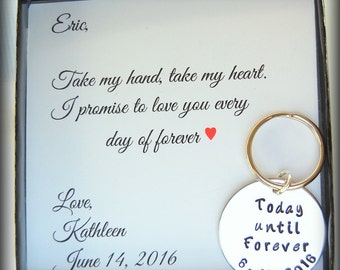 Groom gift from Bride, To Groom from Bride, Grooms key chain, to my groom on our wedding day, Custom Today until Forever key chain