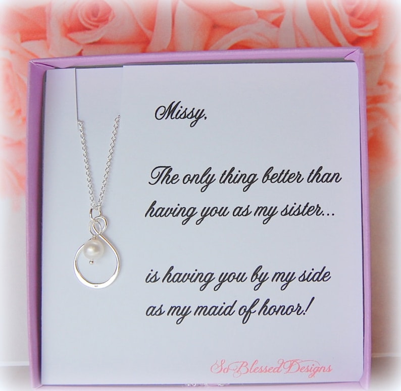 Maid of Honor Sister Gift, Matron of Honor, Infinity necklace, asking sister to be in wedding, Matron of Honor image 1