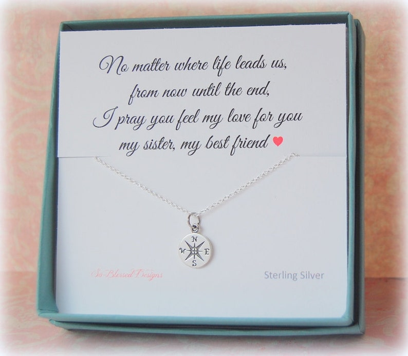 Sister Necklace Gift, Gifts for Sister, Birthday Gift for Sister, Compass necklace, Sisters, Sister and Best Friend image 10