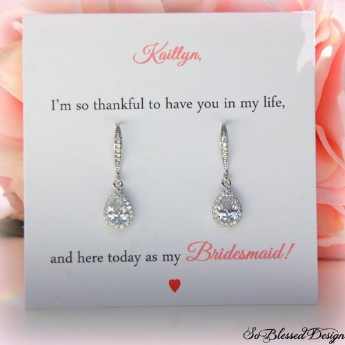 Boucles d'oreilles pendantes en forme de larme, cadeau de mariée zircone cubique