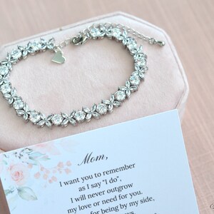 Gift for Mother of the Bride, To my Mother on my wedding day, Gift from Bride to Mother, Gift from Groom to Mother, CZ Diamond Bracelet image 7