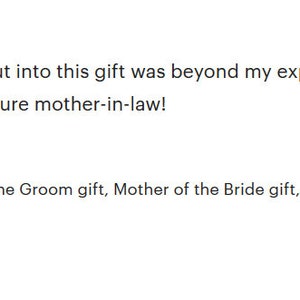 Mother of the Groom gift from Bride, Mother of the Bride gift, Mother in Law Gift, Mother of Groom from Bride, Wedding gift image 9