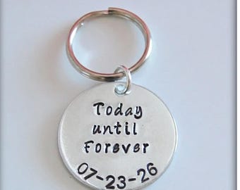 Groom gift from Bride, Bride to GROOM gift on wedding day, from Bride, Grooms keychain, wedding day gift from bride,Today until Forever