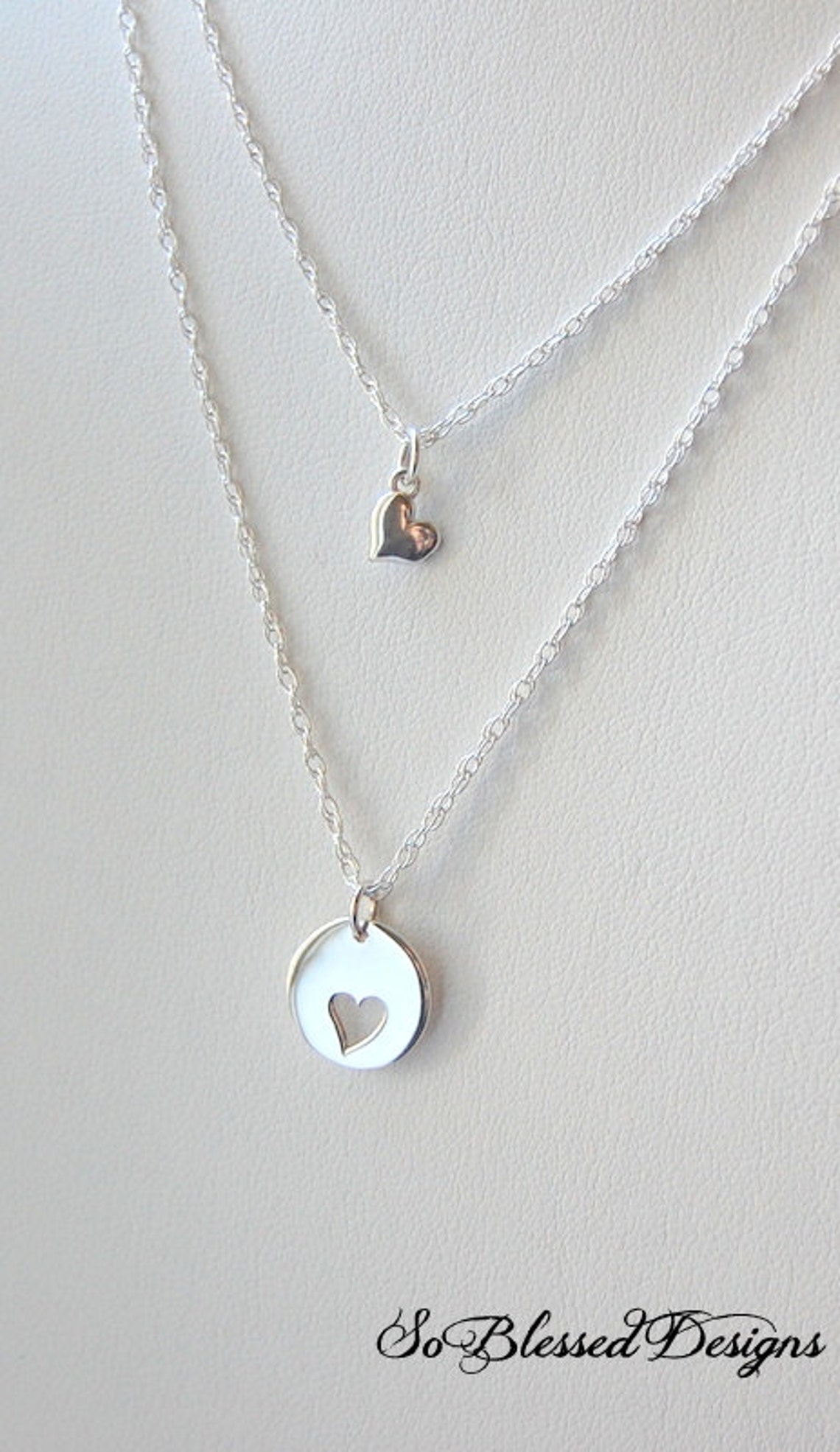 Mother Daughter Necklace Set Simple Keepsake Necklaceheart Etsy