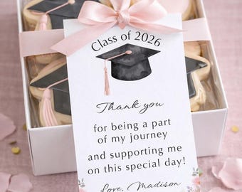 Graduation Centerpiece Tags, Class of 2026 Favor Tags, PRINTED Party Decor