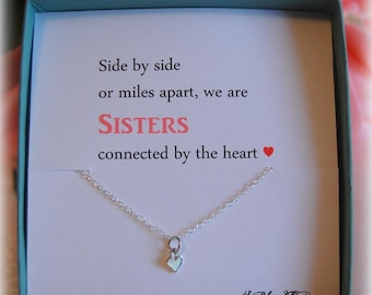 Sister Gift, Tiny Heart Necklace, Big Sister, Gift for Sister, Sister Birthday Gift, Sister Gift Ideas, Sister, Little Sis, Sisters Gift