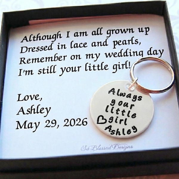 Father of the Bride, Dads Keychain, Gift for Father of the Bride, Personalized keychain, complete boxed gift set for father of bride