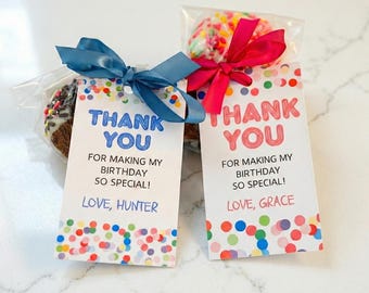 Birthday Thank You Favor Tags, Kids Party, Set of 10