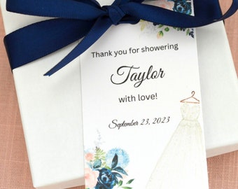 PRINTED Bridal Shower Thank you Tags, Bridal shower gift, Printed Favor Tags for Bridal Shower, Elegant Navy and Blush Floral Tags