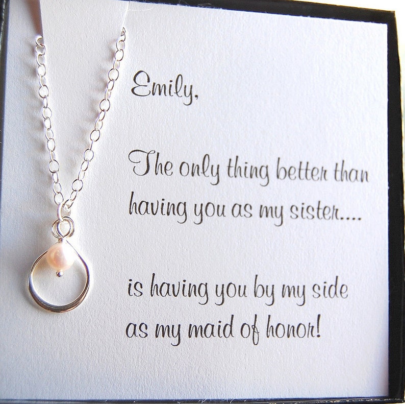 Sister Maid of Honor gifts Infinity  necklace asking sister image 1