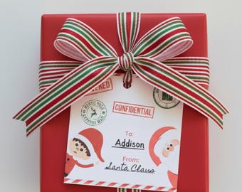Personalized Santa Christmas Gift Tags, From Santa Tags, Holiday Gift Tags, Kids Christmas Tags, From Santa Tags