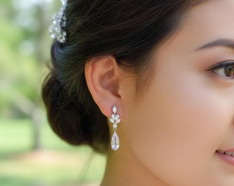 Bridal Earrings, Wedding Earrings, Simple Bridal Drop Earrings, Dangle Earrings, Bridesmaid gifts